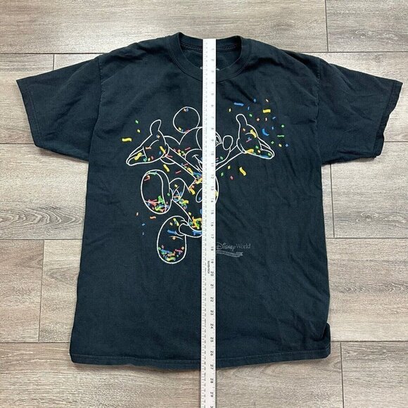 Mickey Mouse Confetti T Shirt Size L Cotton Walt Disney World Disneyland Black - Picture 7 of 7
